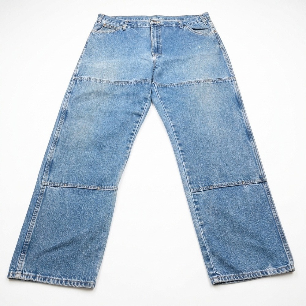 Dickies Mens 40x32 Double Knee Work Pants Jeans Blue Denim Utility Carpenter
